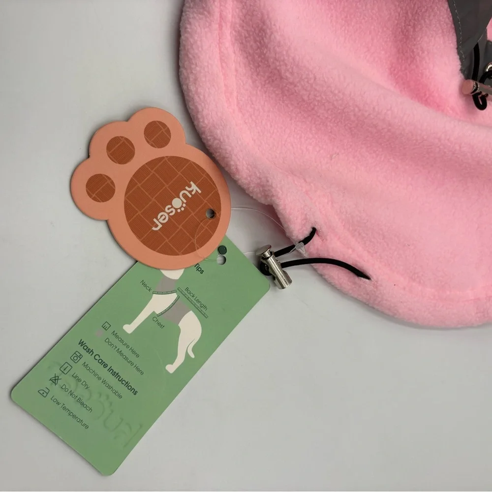 Kuoser Dog Fleece Jacket Reflective Winter Vest - Pink, Medium NWT